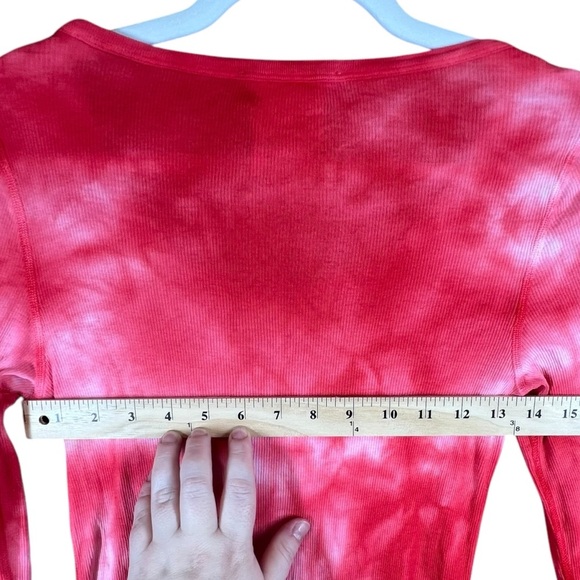 Helmut Lang Tie-Dye Scoop Neck Long Sleeve 100% Cotton Women's Small Red - Picture 8 of 12